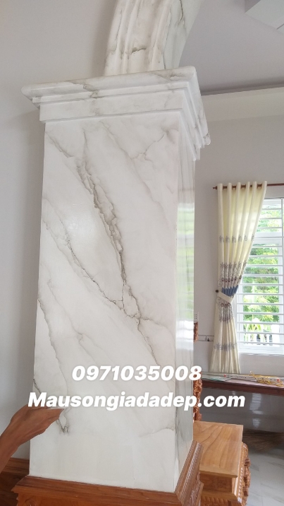Mẫu Sơn Giả Đá Màu Trắng Xám - Sơn Cột Giả Đá Cẩm thạch Trắng Sứ Đẹp 3